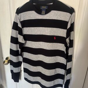 Polo by Ralph Lauren Men's Black and Gray Striped long sleeve Shirt